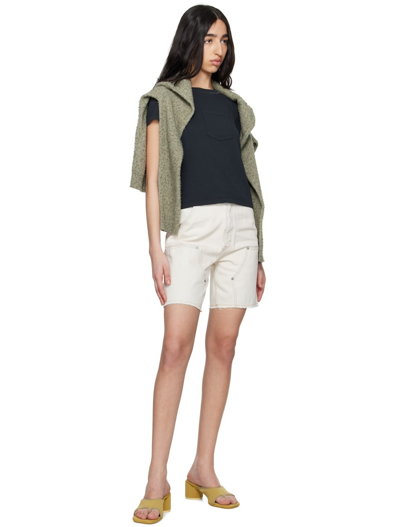 MM6 Maison Margiela Off-White Paneled Denim Shorts outlook