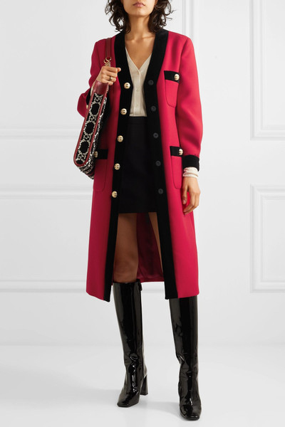 GUCCI Velvet-trimmed wool-crepe coat outlook