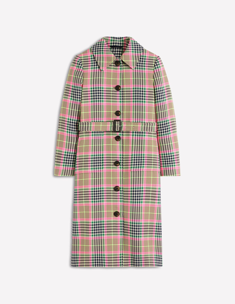 Lancaster Belted Mac-Brown, Neon Pink Check 1