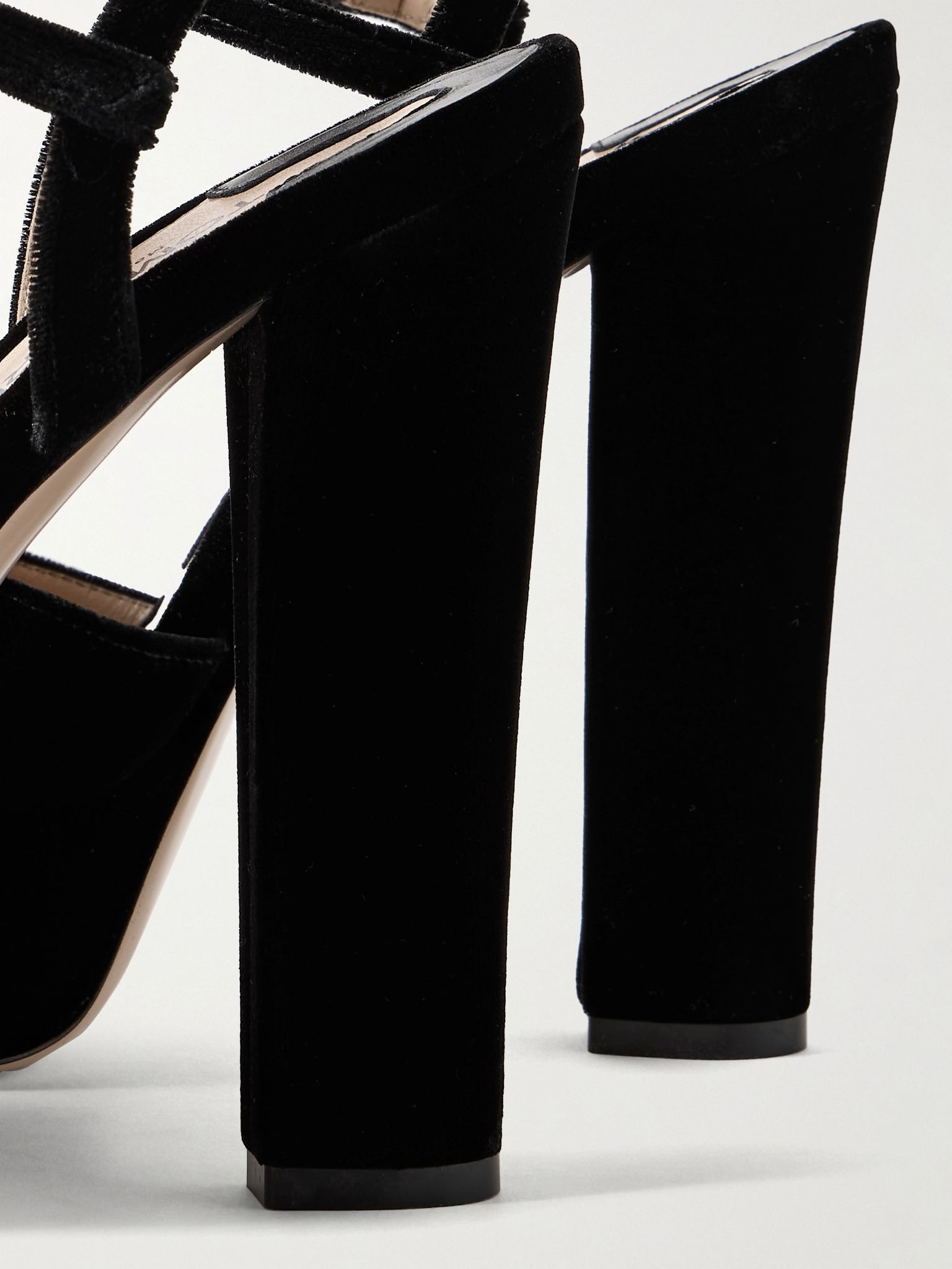 Brigitte bow-embellished velvet platform sandals Black - 4