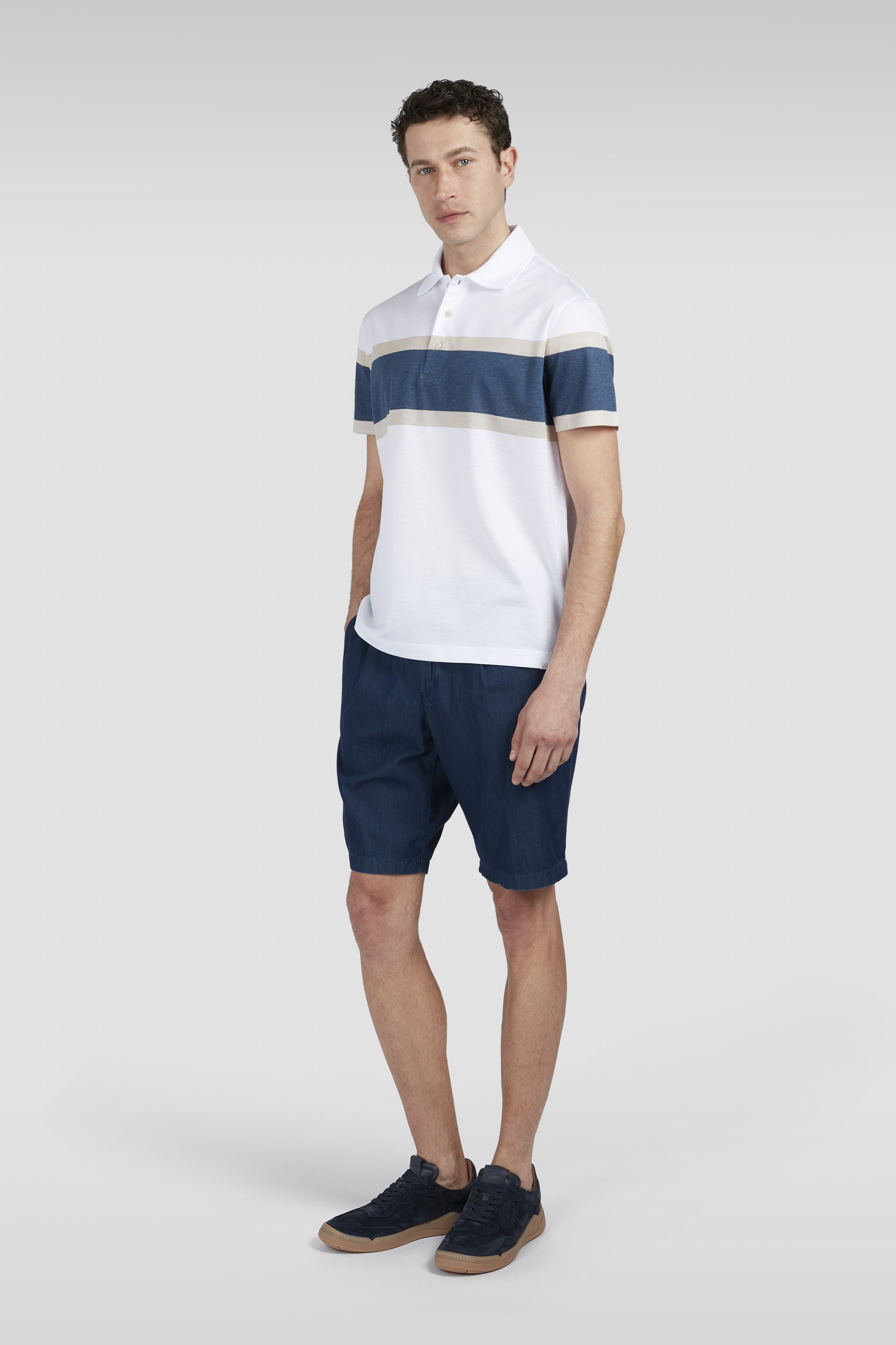 BERMUDA SHORTS IN GIZA COTTON LIGHT DENIM - 2