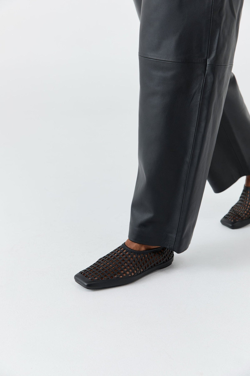 ST. AGNI Perforated Square Toe Flat - Black outlook