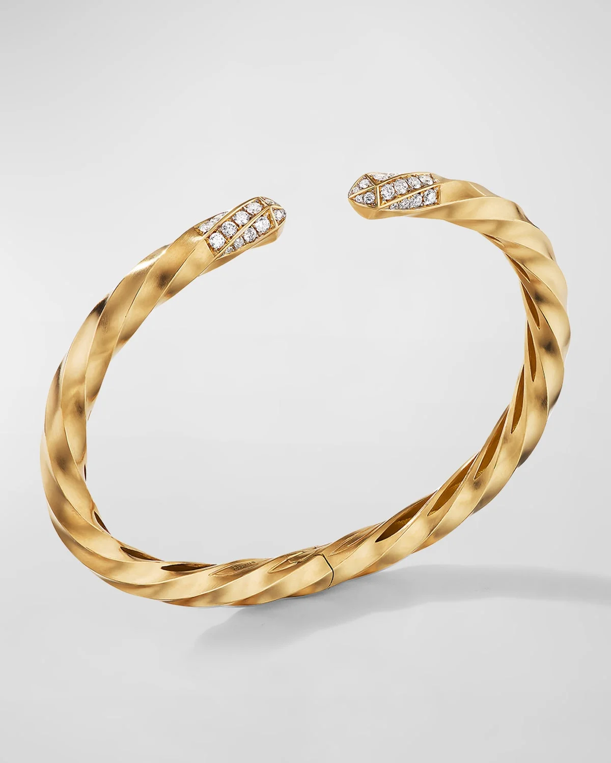 Cable Edge Open Bracelet in Recycled 18k Gold with Pave Diamonds - 1