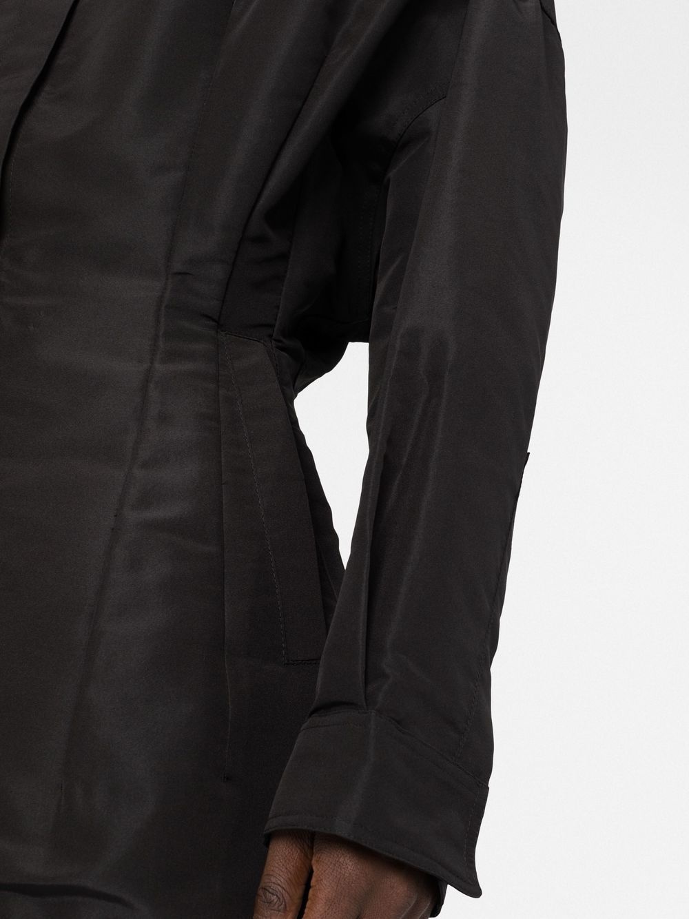 gathered-detail faille shirt jacket - 5