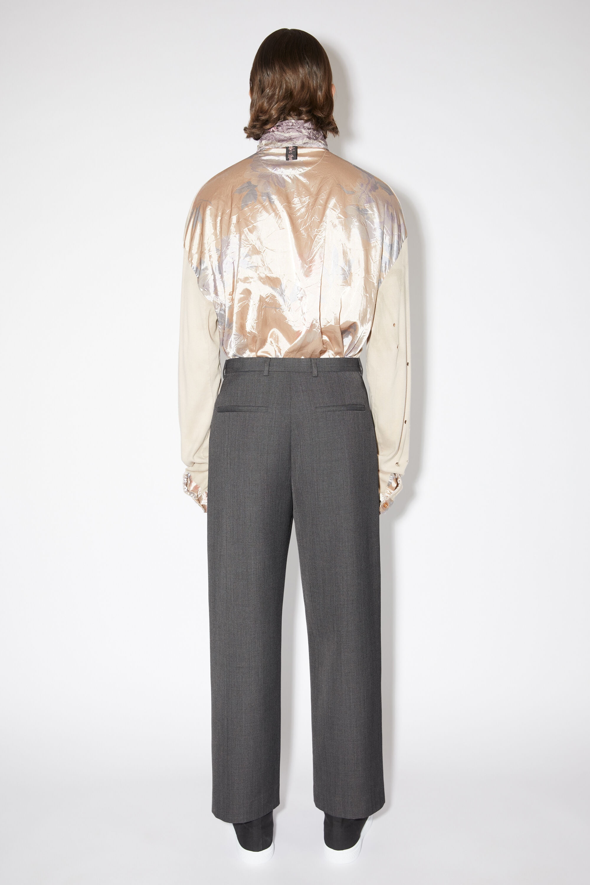 Wool blend trousers - Dark grey melange - 3