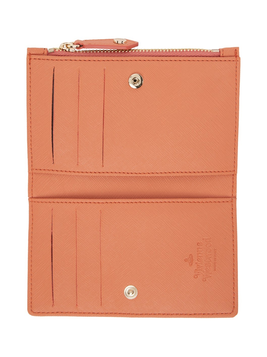 Orange Saffiano Slim Flap Card Holder - 3