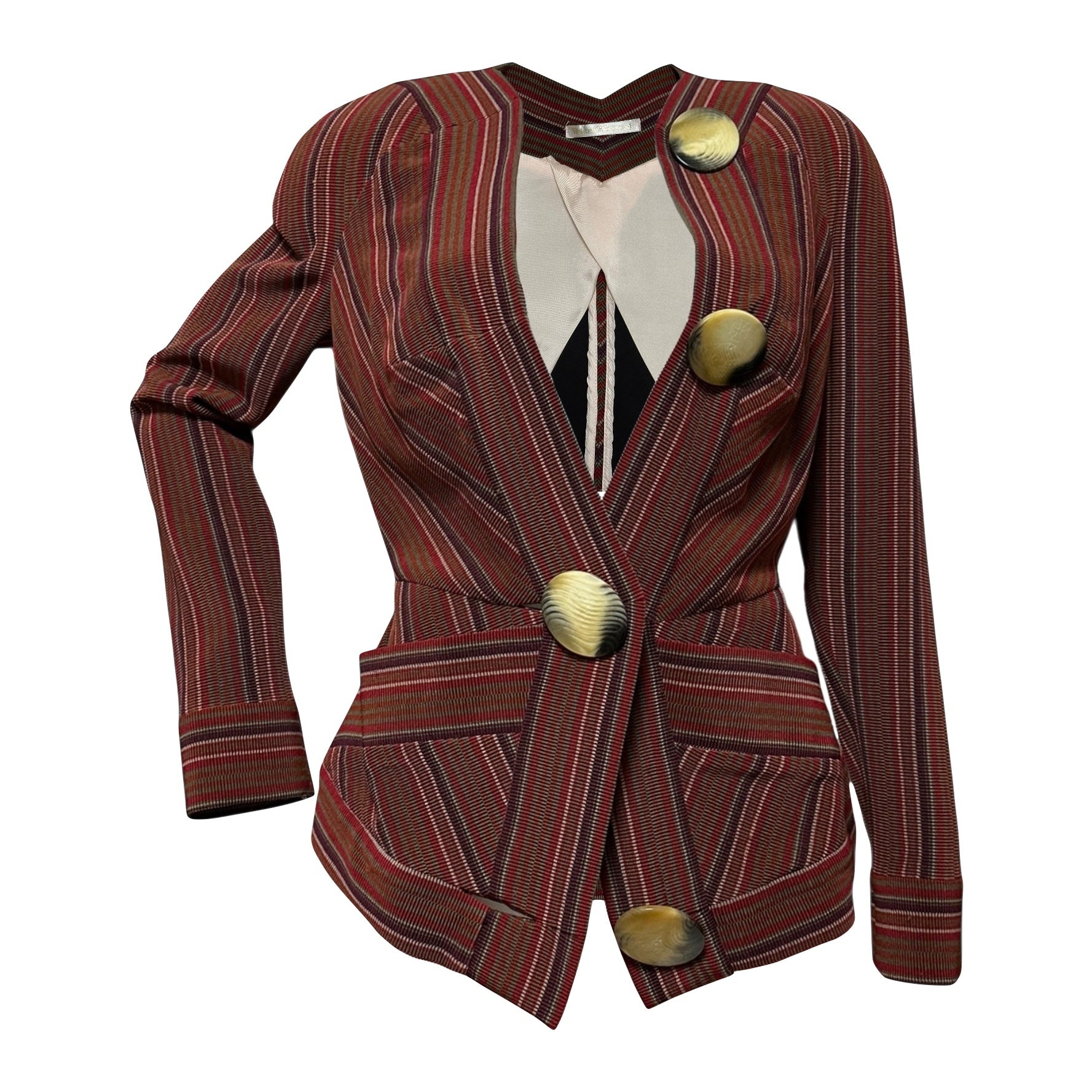 VIVIENNE WESTWOOD Fall Winter 1998 "Dressed To Scale" Striped Jacket with Orb Buttons - 1
