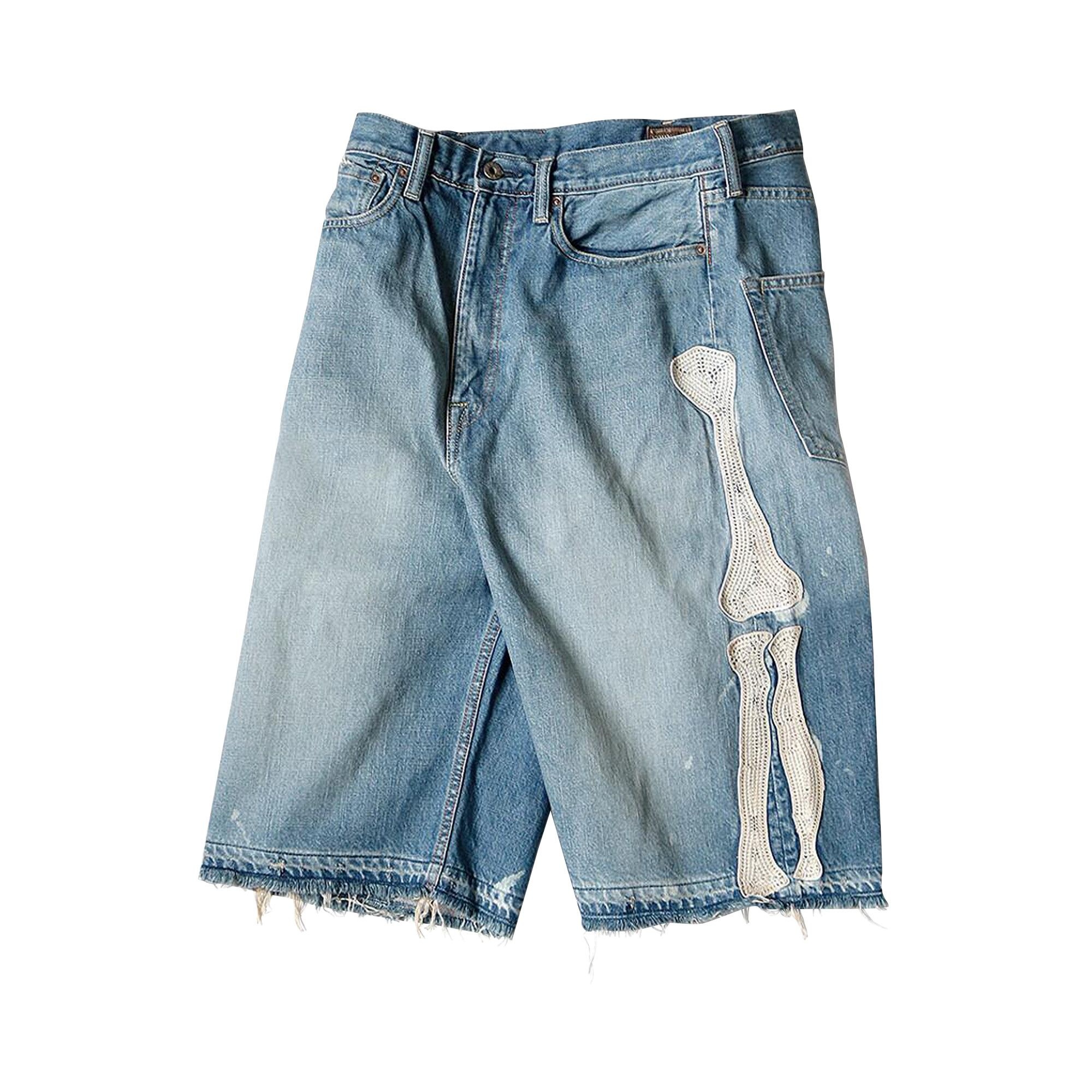 Kapital Bone Denim Shorts 'Indigo Processing' - 3