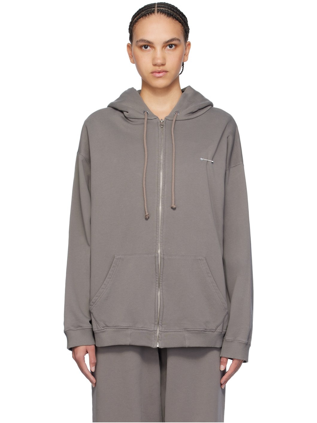 Taupe Safety Pin Hoodie - 1