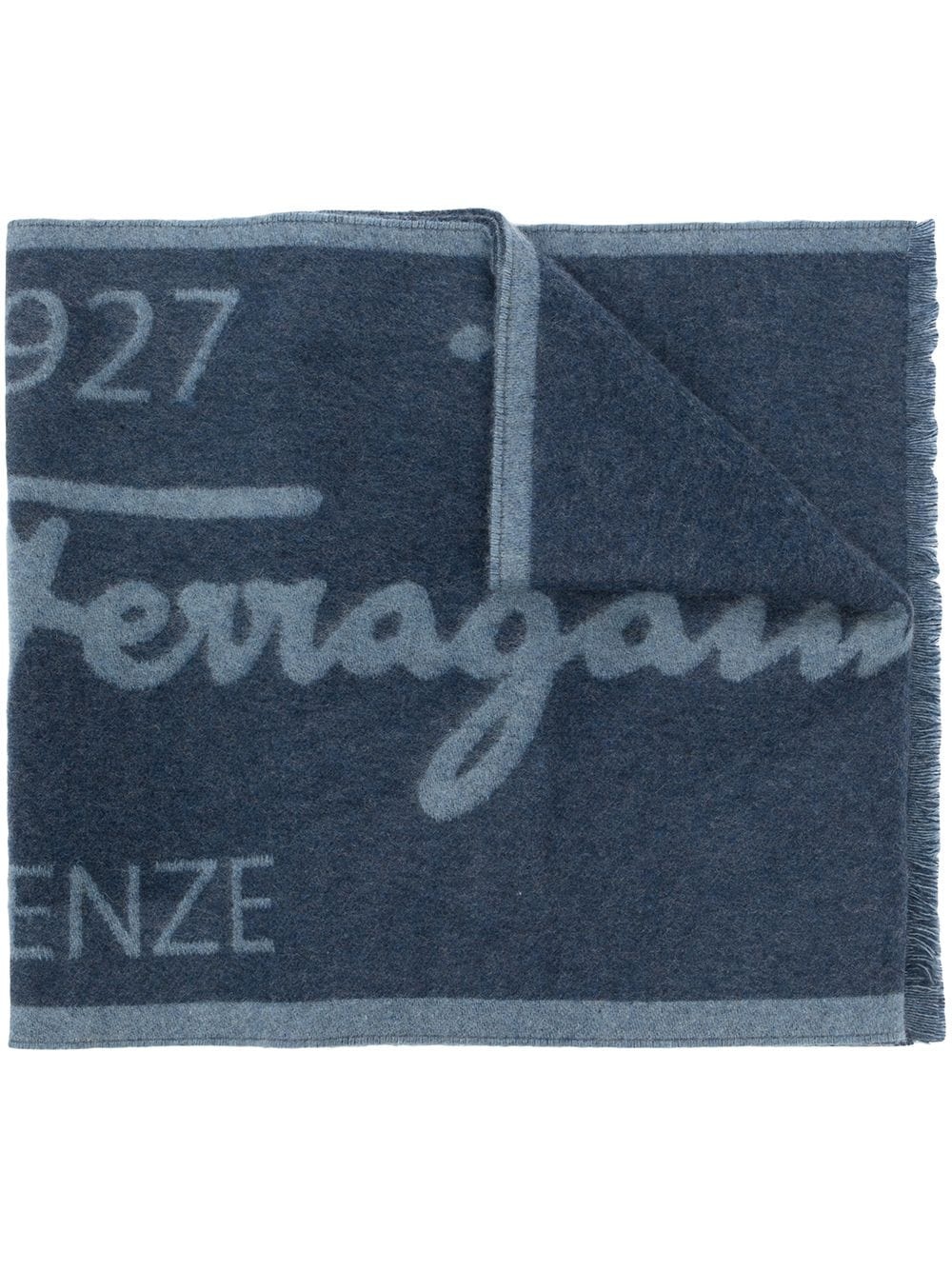 two-tone logo wool scarf - 1