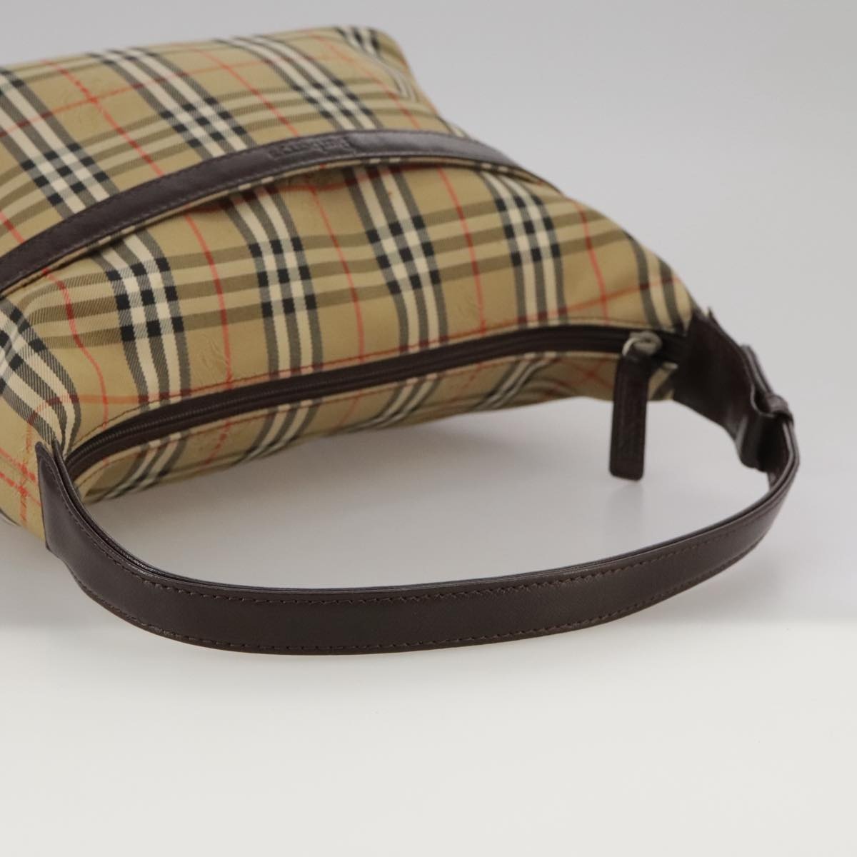 Burberry Hand Bag Canvas Leather Beige Brown Silver - 7