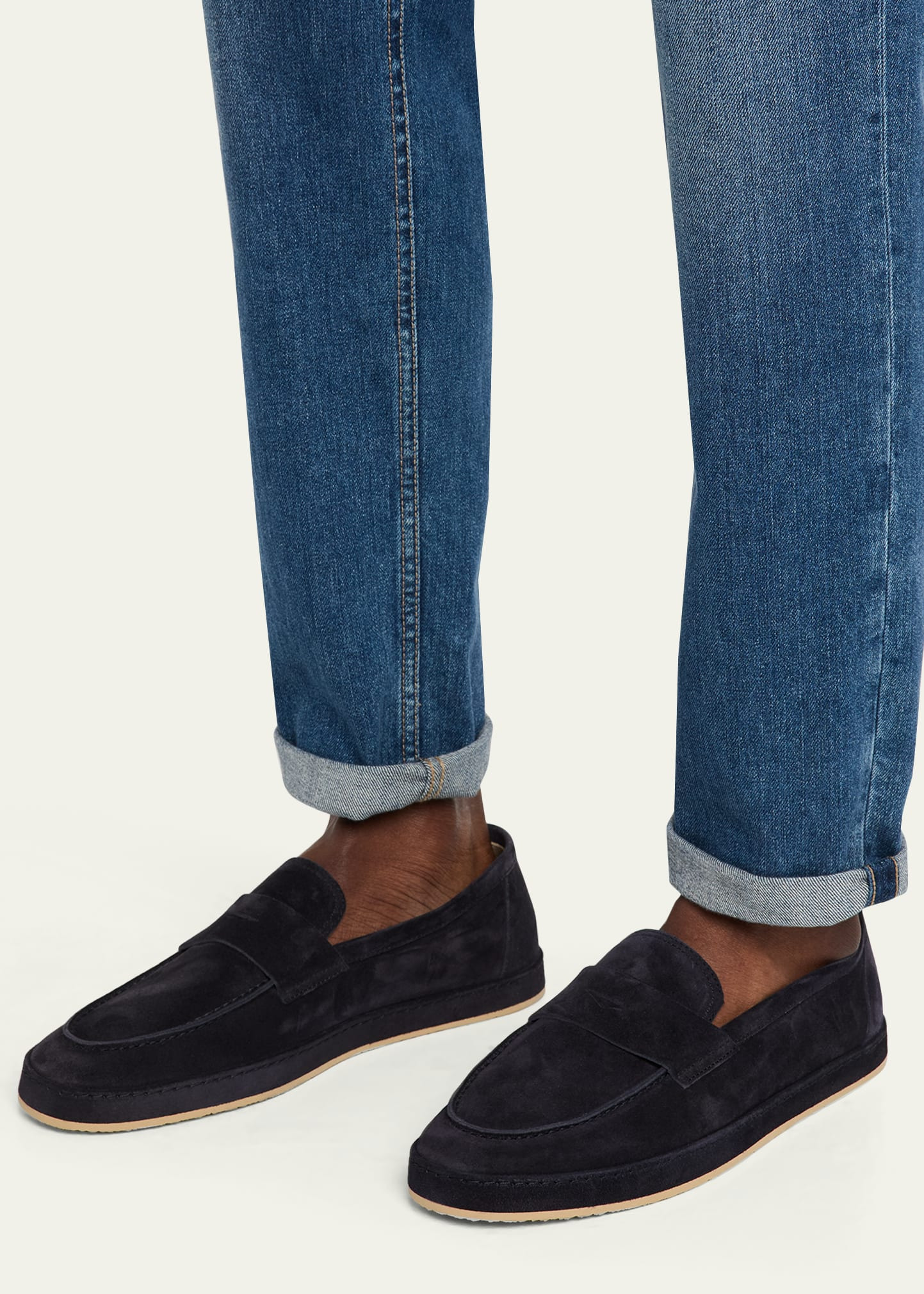 Men's Suede Rubber-Sole Penny Loafers - 2