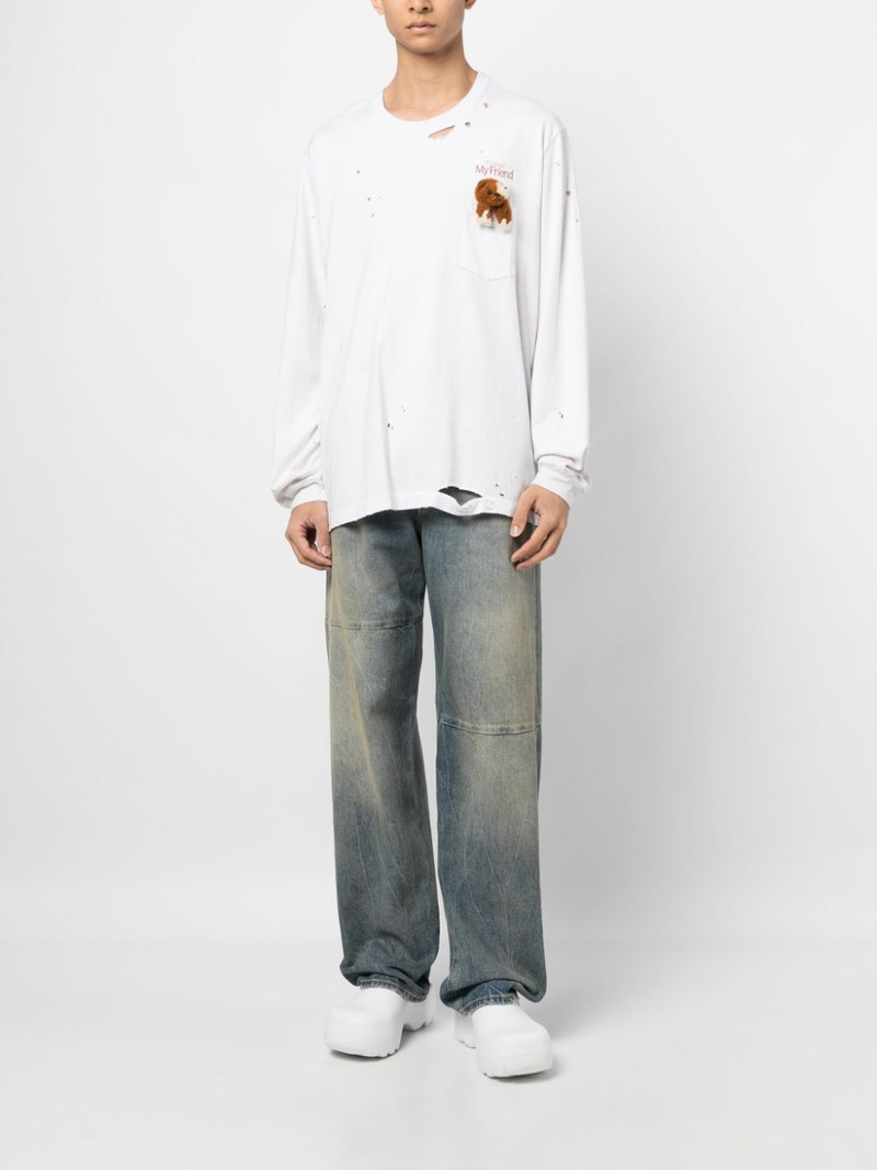 doublet Bear distressed embroidered cotton T-shirt outlook