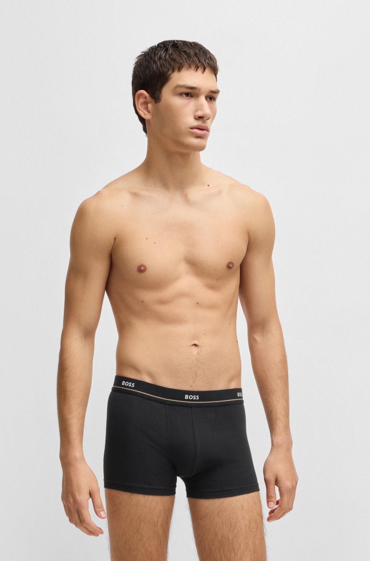 THREE-PACK OF STRETCH-COTTON TRUNKS WITH LOGO WAISTBANDS - 2