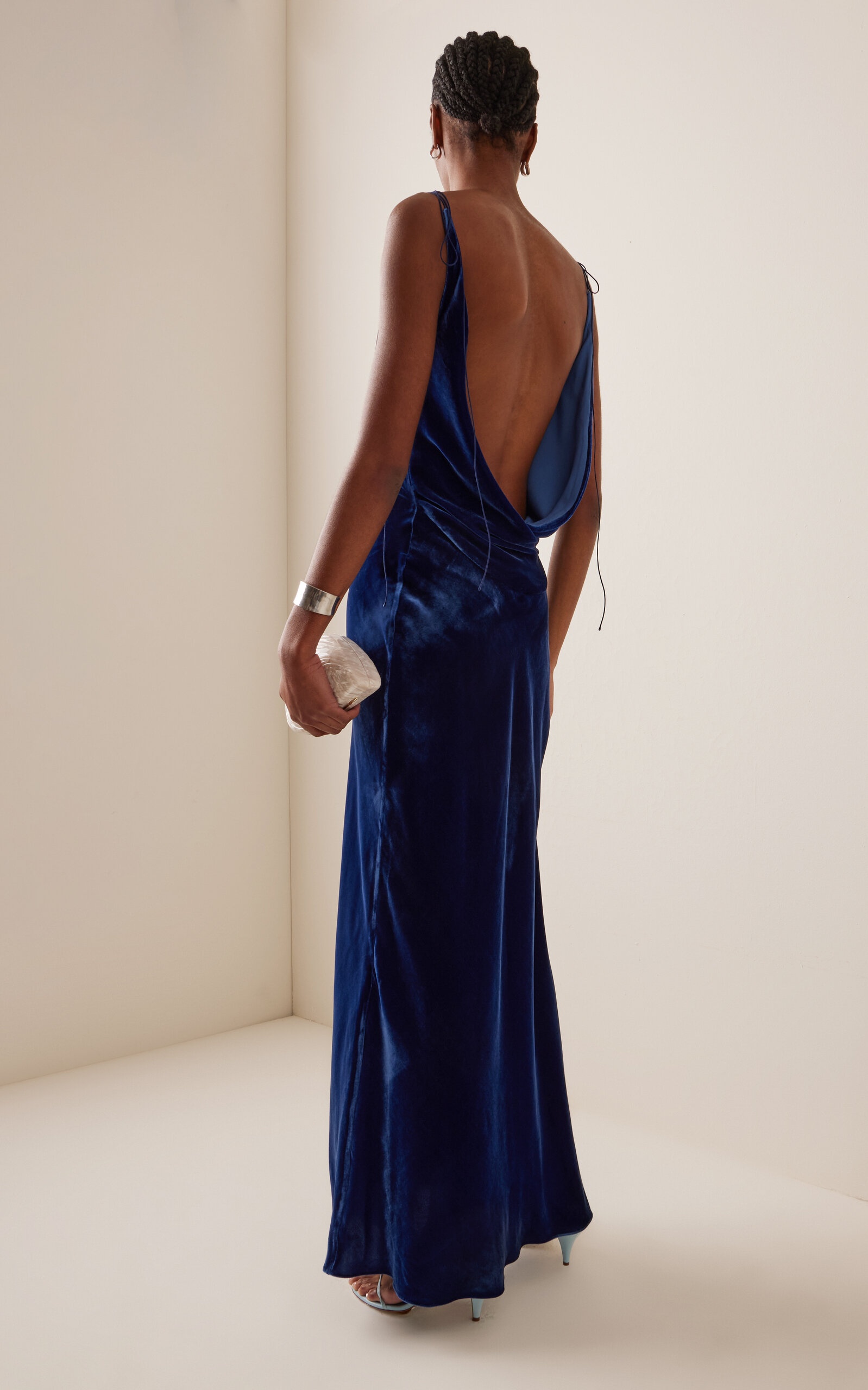 Jules Satin Maxi Slip Dress blue - 4