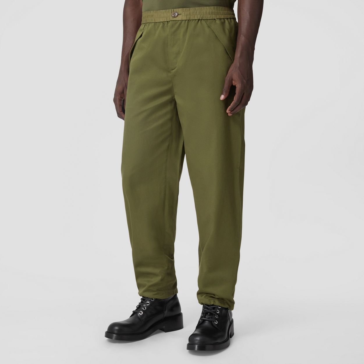 Contrast Trim Cotton Twill Trousers - 5