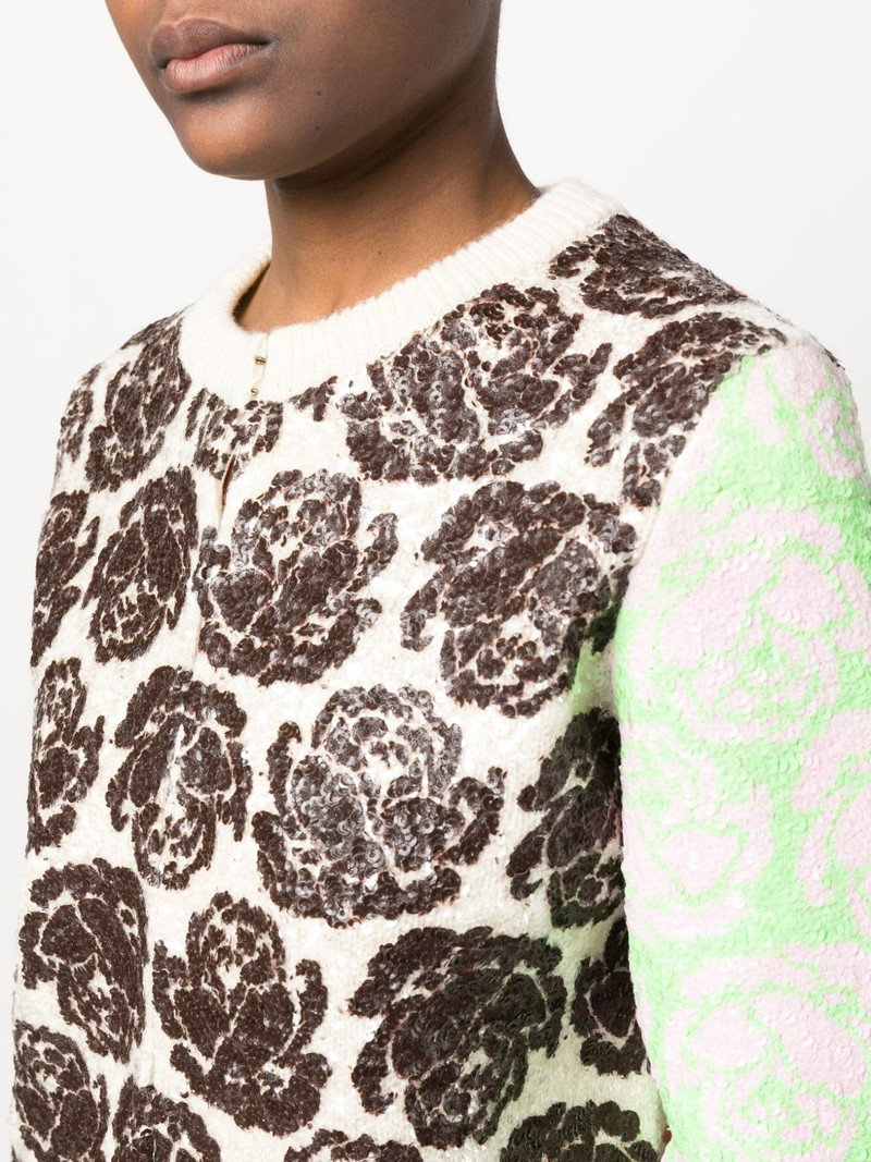 floral-motif zip-up cardigan 5
