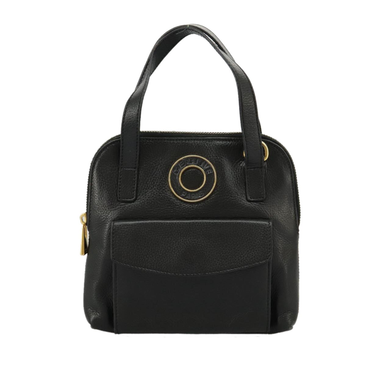 CELINE Hand Bag Leather Black Gold - 2