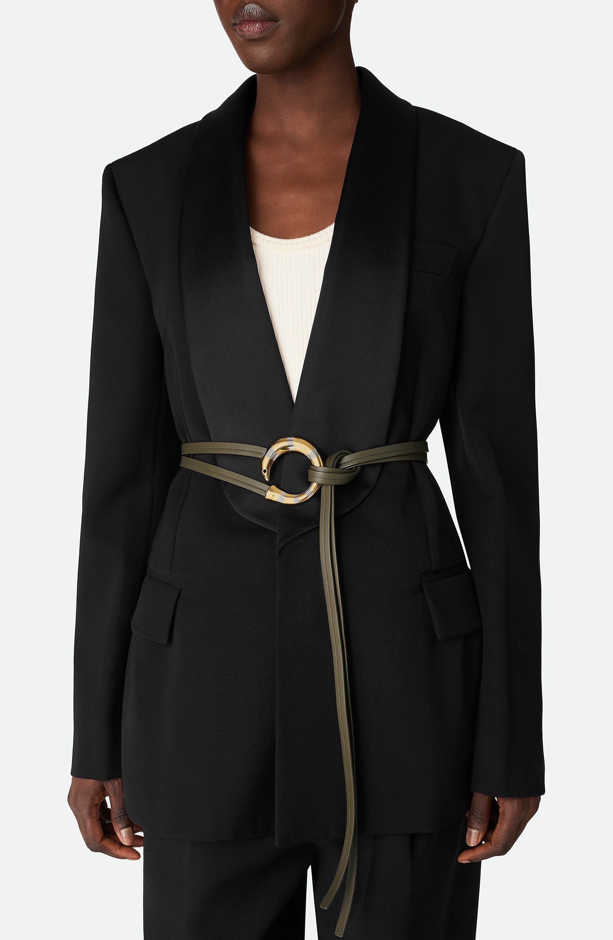 Bottega Veneta Sardine Leather Belt in Cypress-M Brass-S at Nordstrom - 3