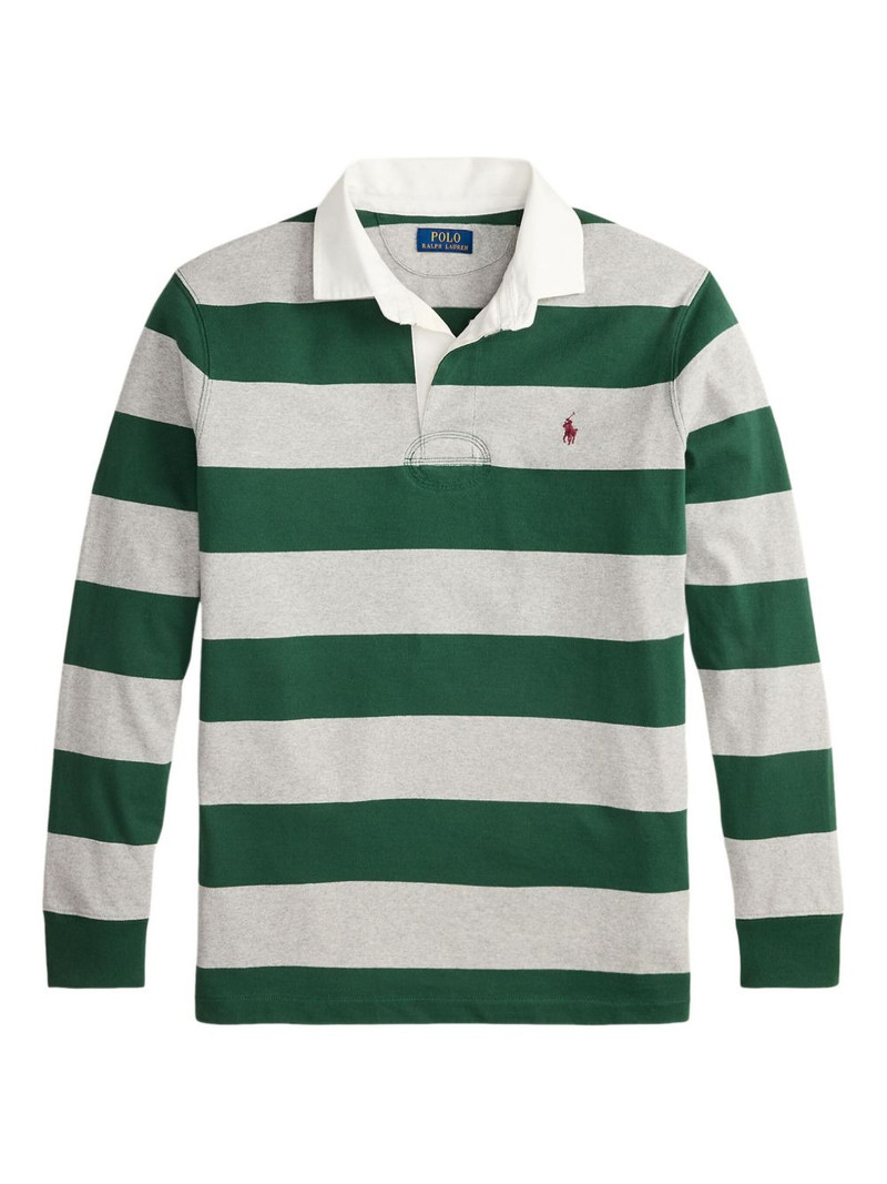 striped-pattern long-sleeve polo shirt 1