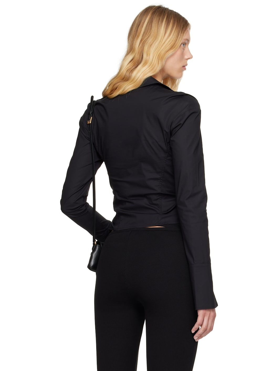 Black Institutional Logo Ruched Shirt - 3