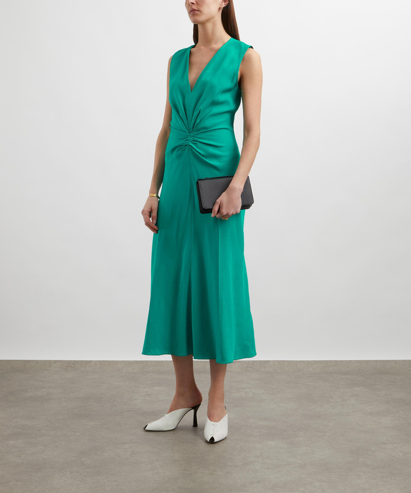 Victoria Beckham Sleeveless Gathered Waist Midi Dress outlook