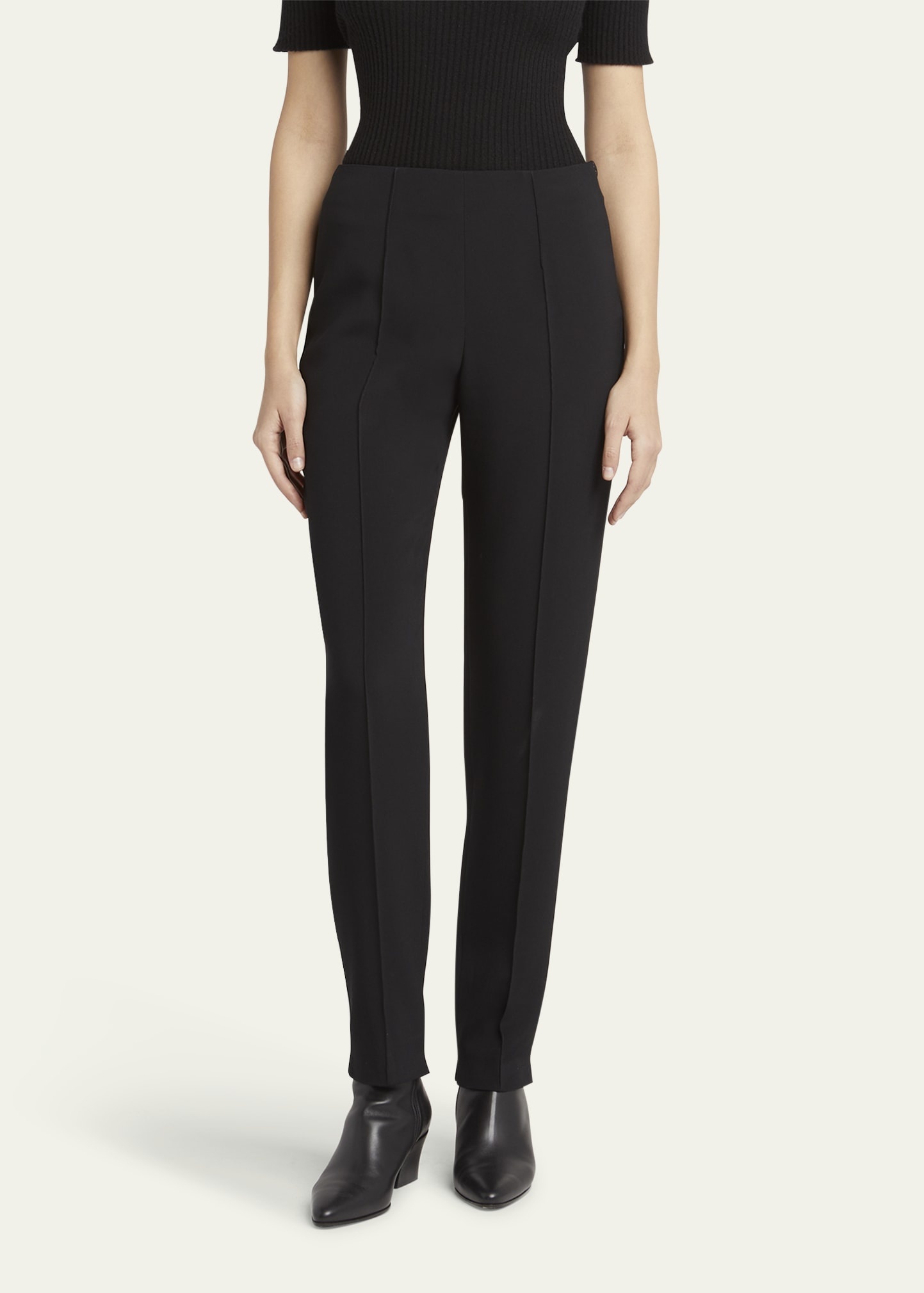 Pintuck Slim-Leg Cady Trousers - 2