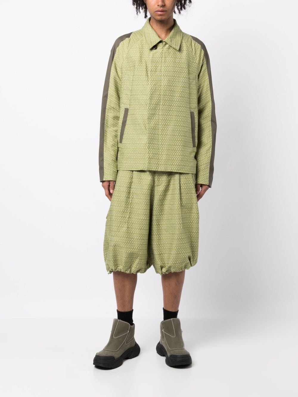 jacquard contrast-edge jacket - 4