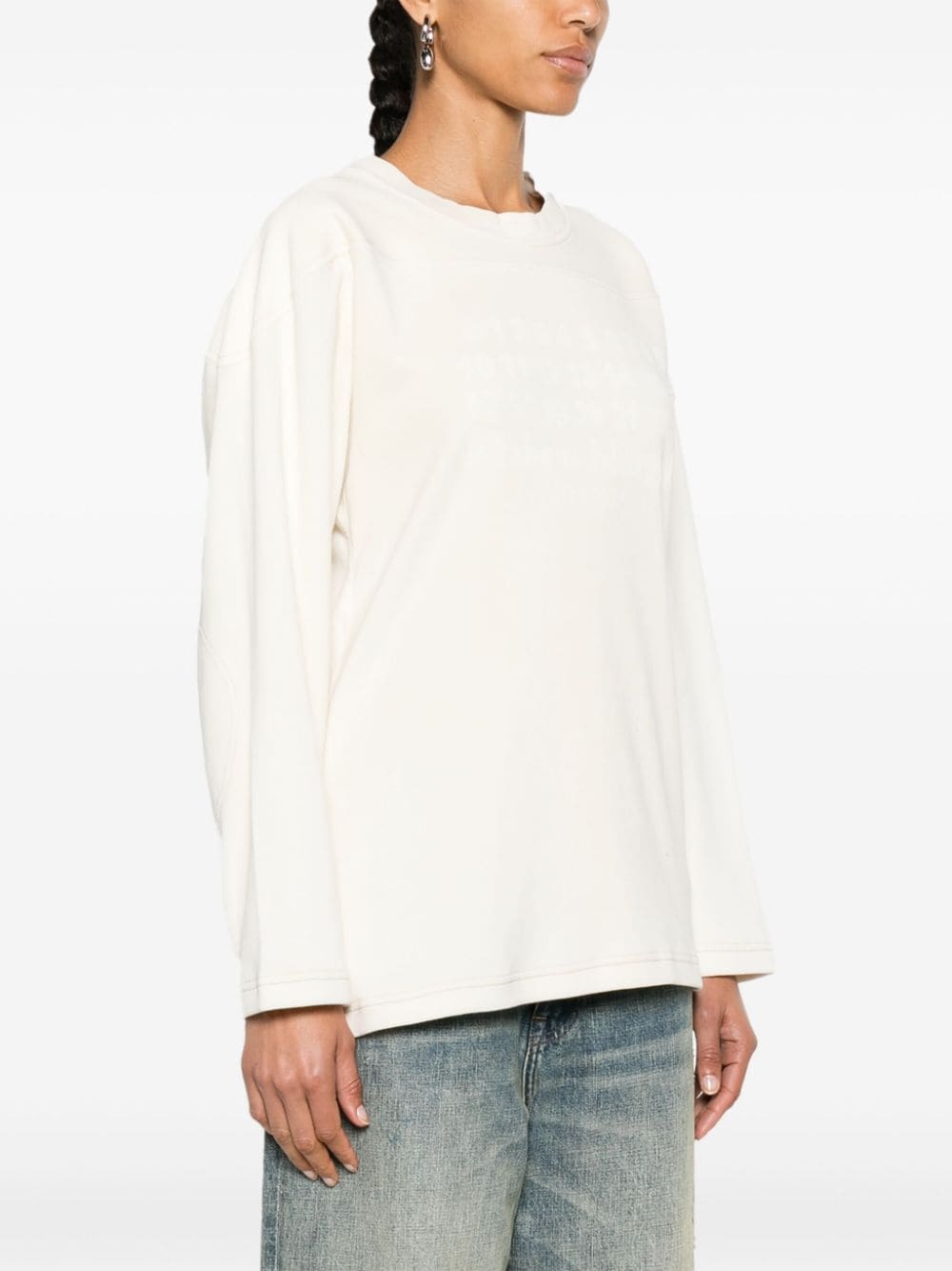 numbers-embroidered cotton sweatshirt - 3