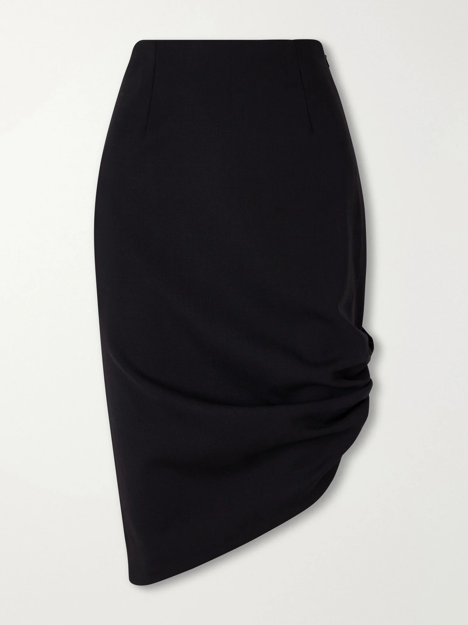 Asymmetrical stretch-wool midi skirt Black - 1