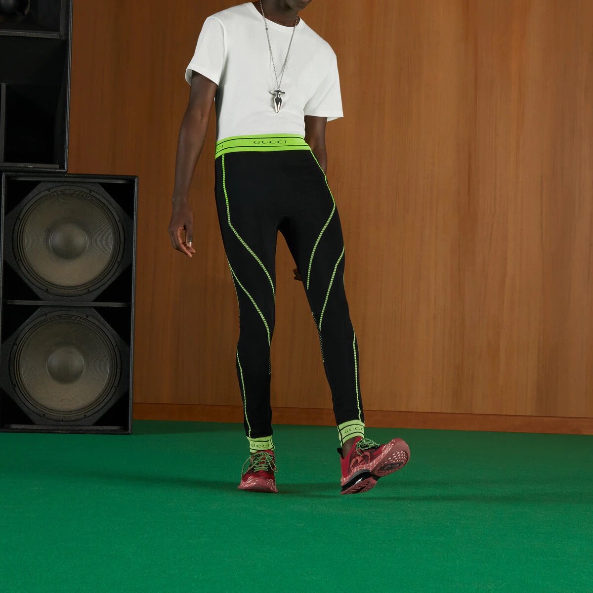 Jacquard tubular jersey leggings - 7