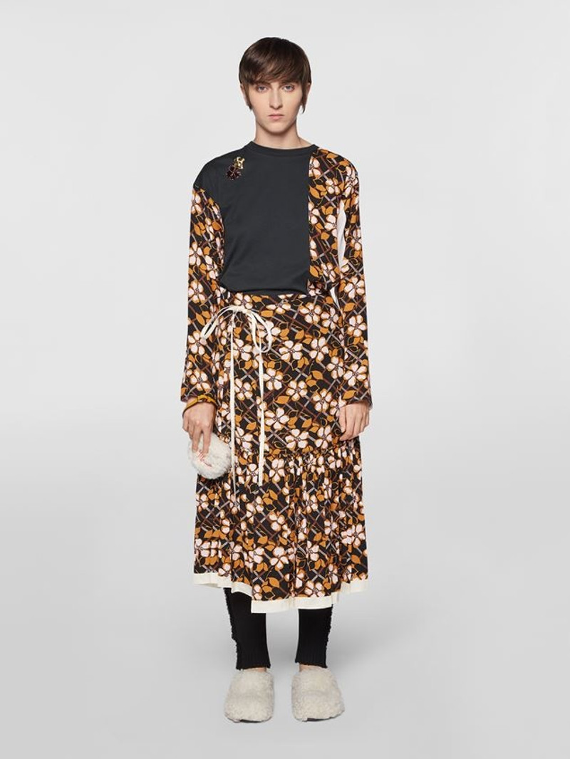 Marni FOLK STYLE VISCOSE SABLÉ SKIRT outlook