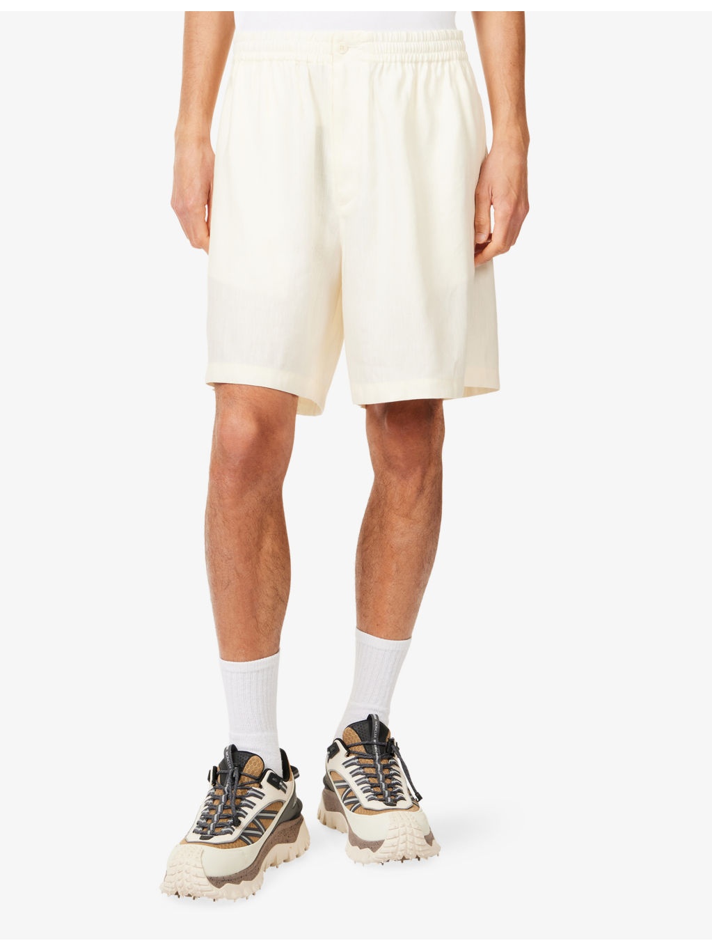 Moncler x Gilga Farm By Donald Glover Logo-Patch Relaxed-Fit Linen-Blend Shorts - 3