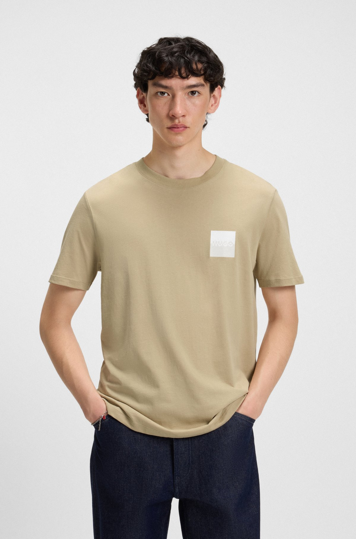 COTTON-JERSEY T-SHIRT WITH CURVED-LOGO PRINT - 2