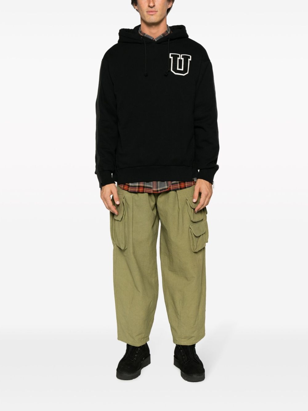 logo-patch cotton hoodie - 2
