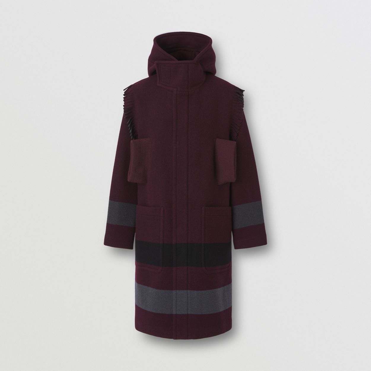 Pocket Detail Striped Wool Duffle Coat - 3