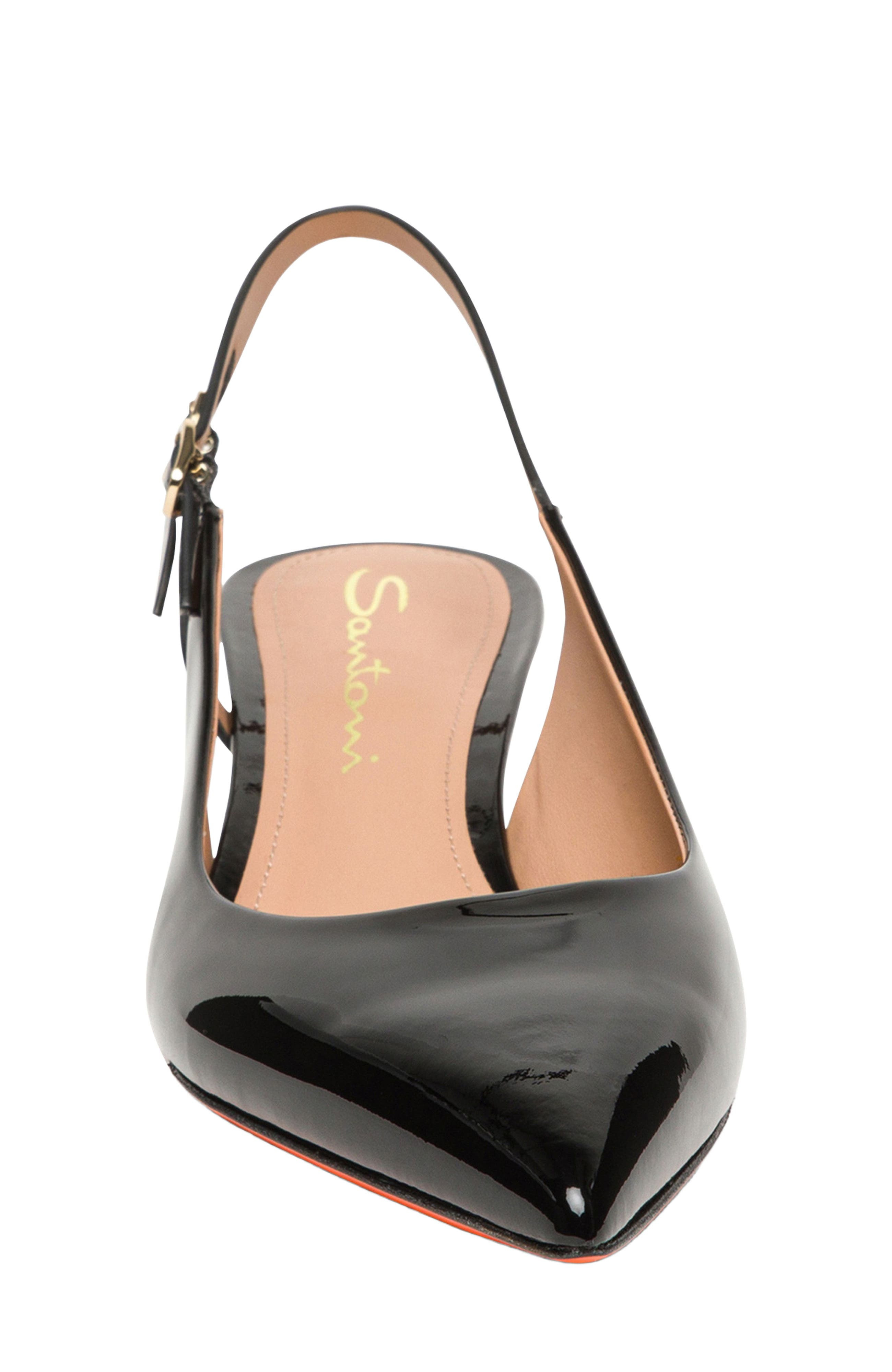 Santoni Women's patent leather mid-heel slingback in Black at Nordstrom - 2