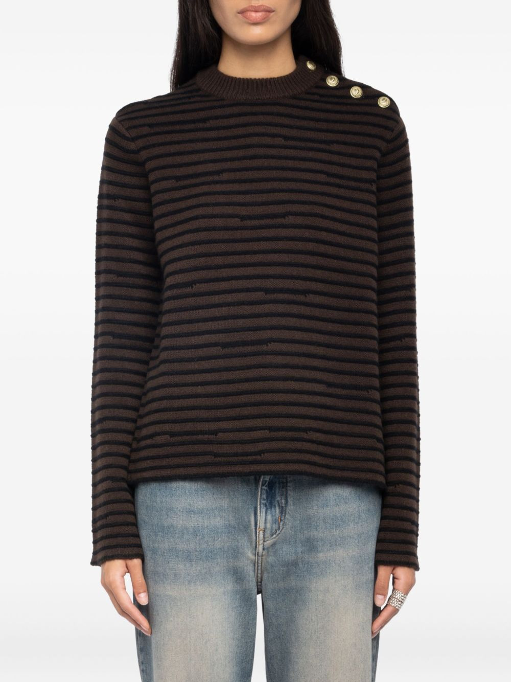 striped button-detailed sweater - 4