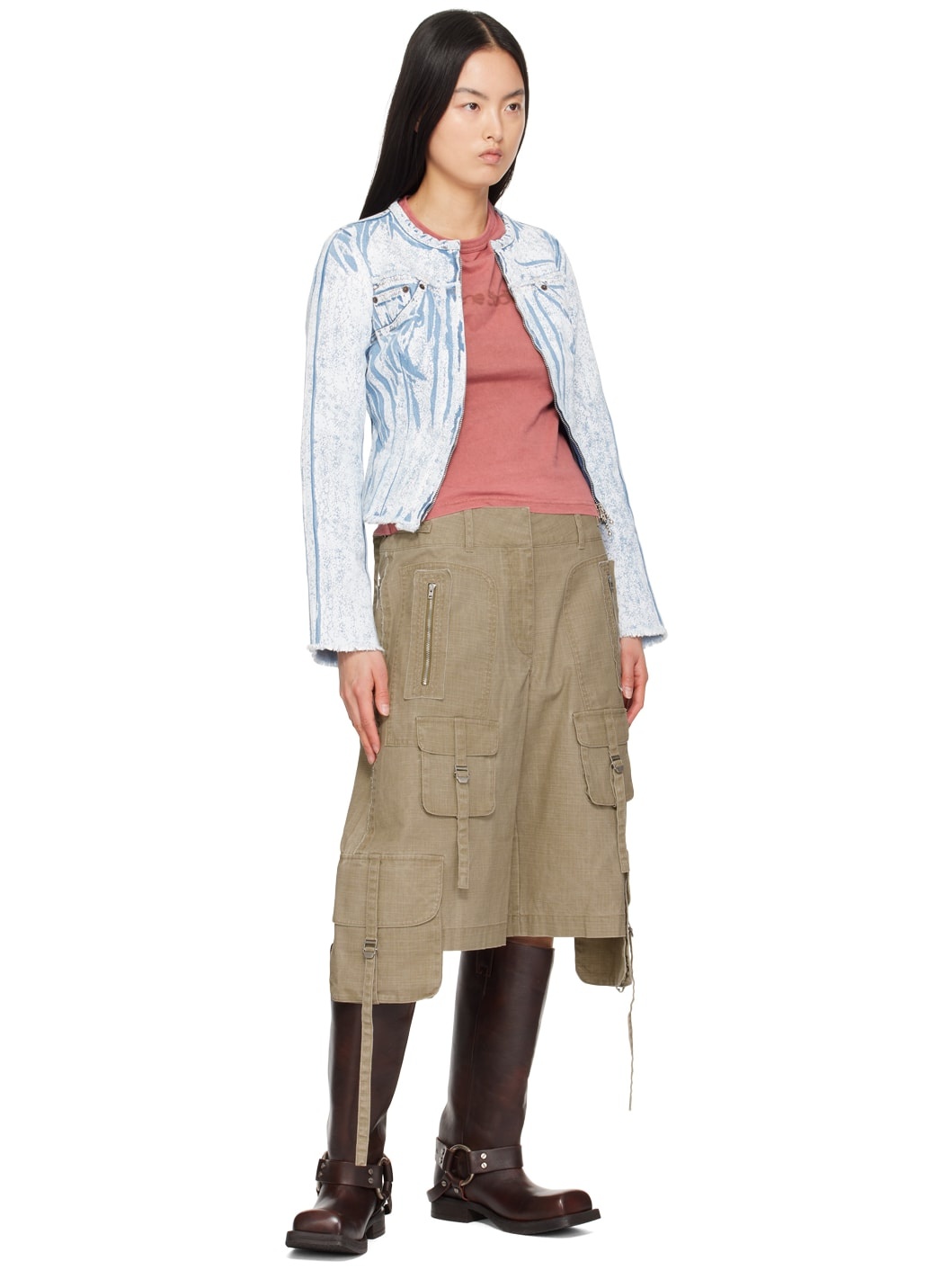 Blue Pigment Print Denim Jacket - 4