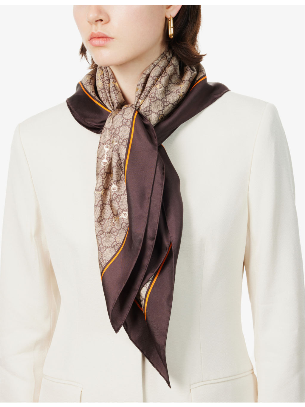 GG Monogram-Print Horsebit Silk Scarf - 2