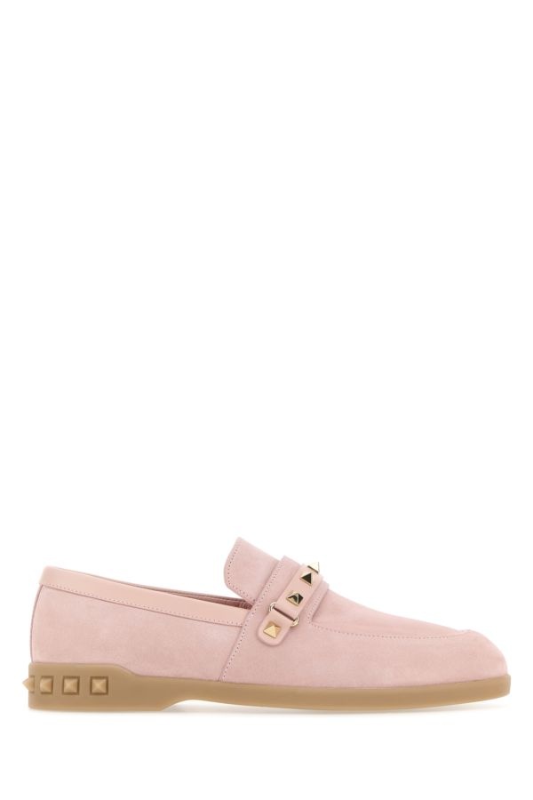 Pastel pink suede loafers - 1