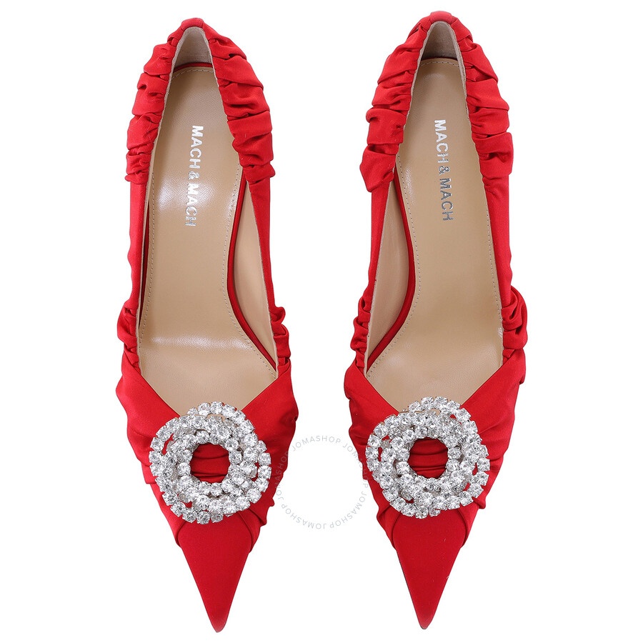 Mach & Mach Ladies Red Galaxy Satin Pumps - 3