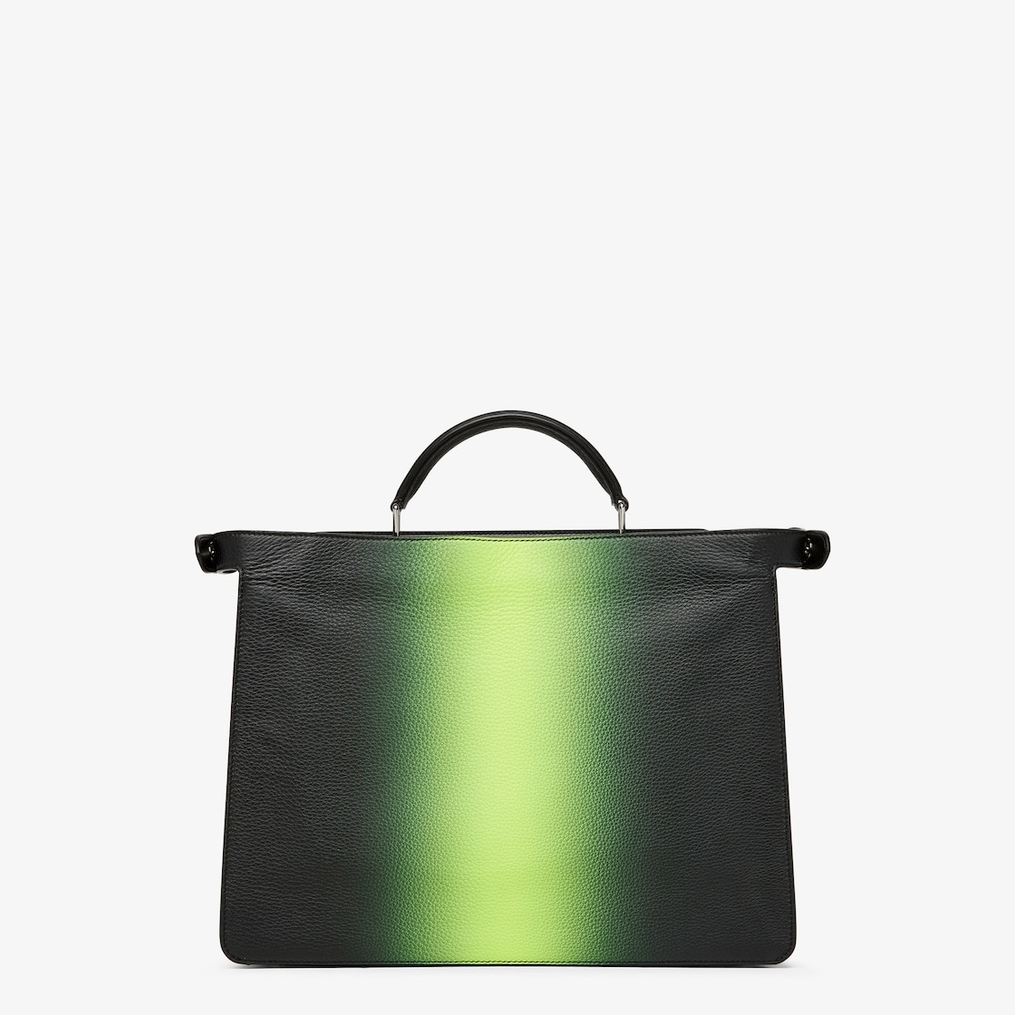 Medium Peekaboo ISeeU bag made of black Cuoio Romano leather with neon yellow gradient shading. The  - 5