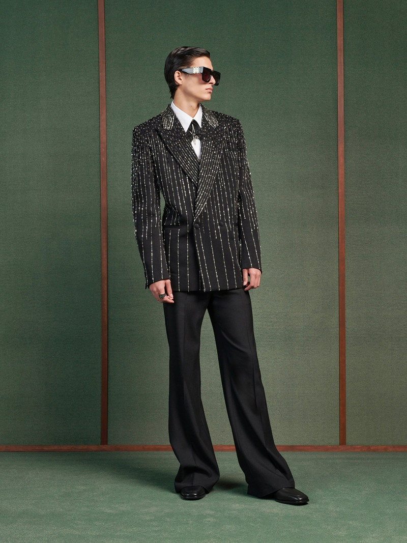 AMIRI CRYSTAL STRIPE DOUBLE-BREASTED BLAZER outlook