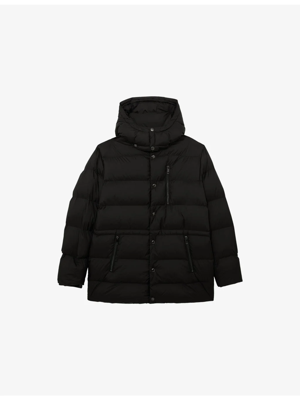 Detachable-Hood Padded Woven Coat - 1