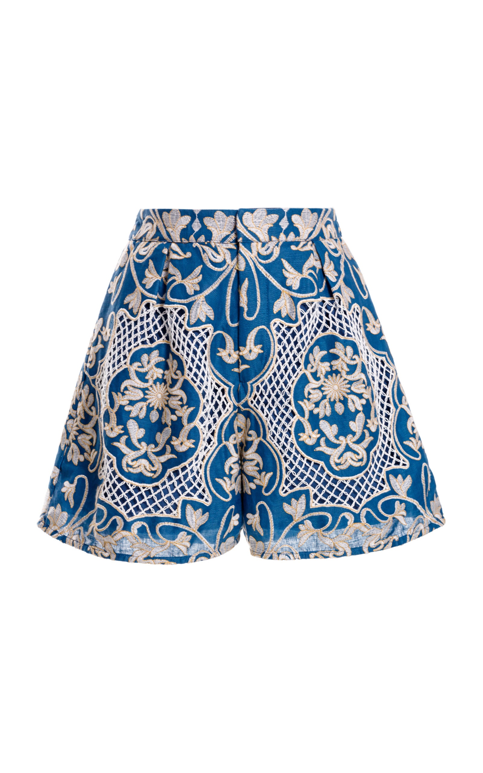 Martea Embroidered Linen Shorts blue - 1