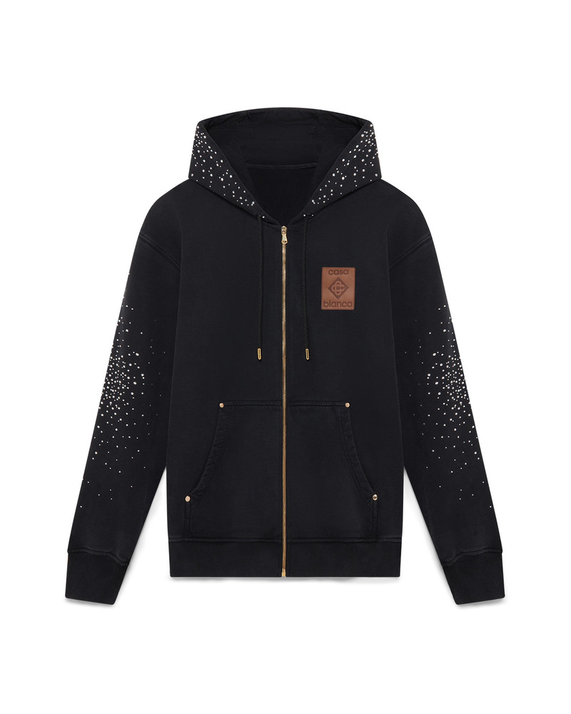 CASABLANCA La Prémonition Crystal Embellished Zip Hooded Sweatshirt | Casablanca Paris outlook
