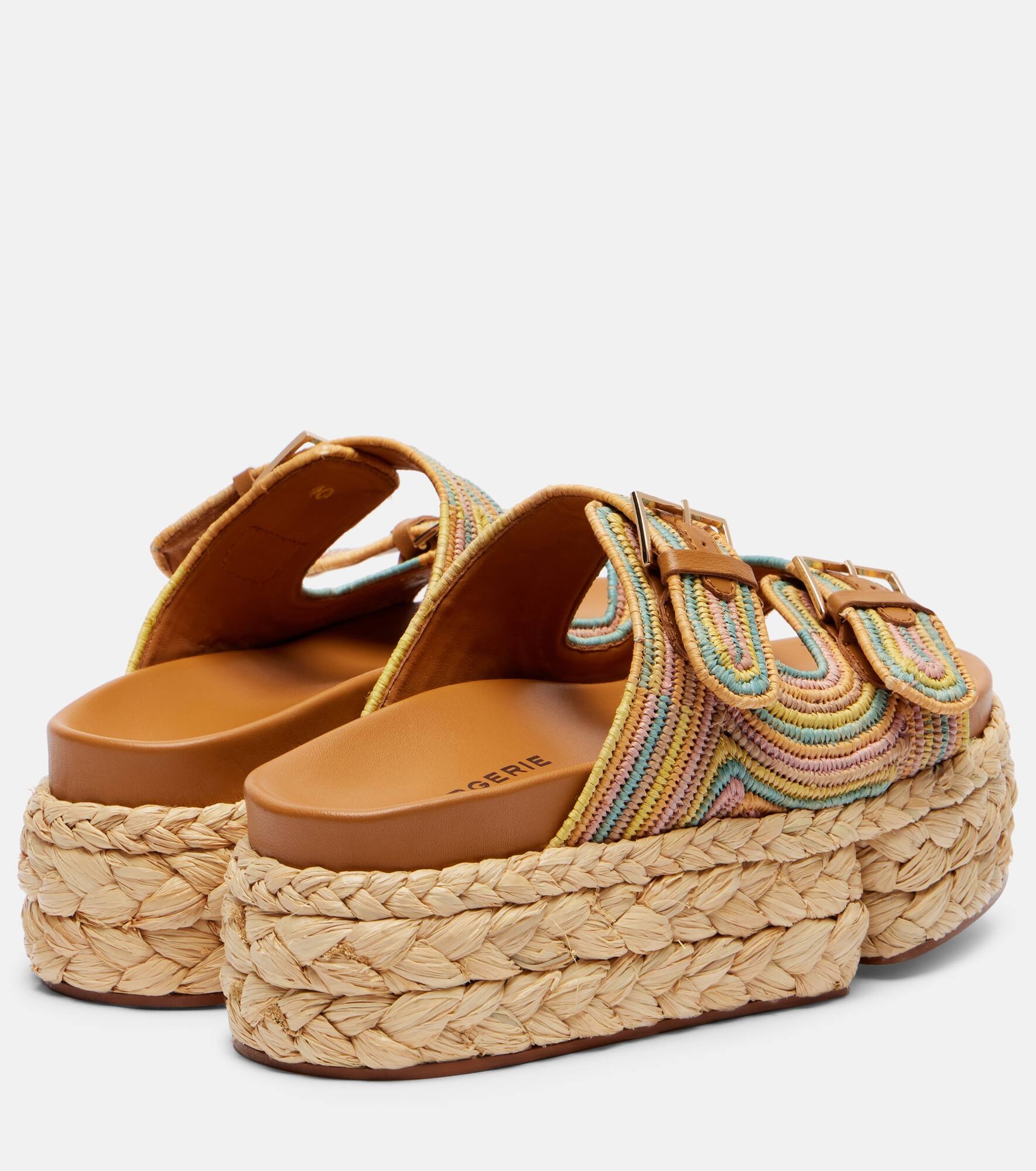 Quinie raffia platform slides - 2