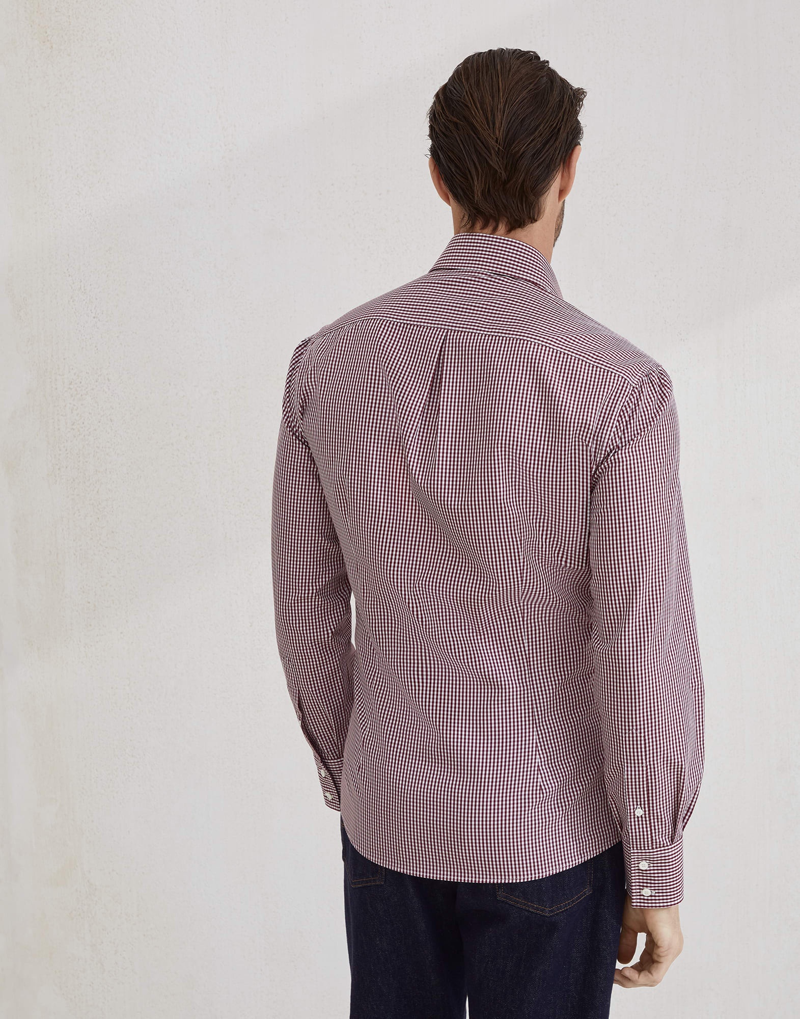 Checked cotton slim fit shirt with spread collar - 2