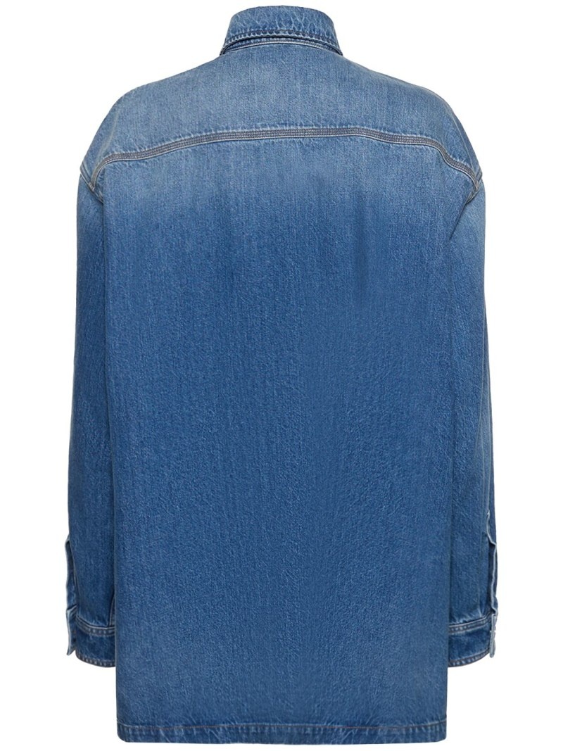 Crystal embellished denim oversize shirt - 3